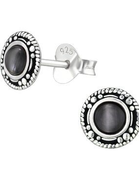 Sterling Silver Black Stud Earrings